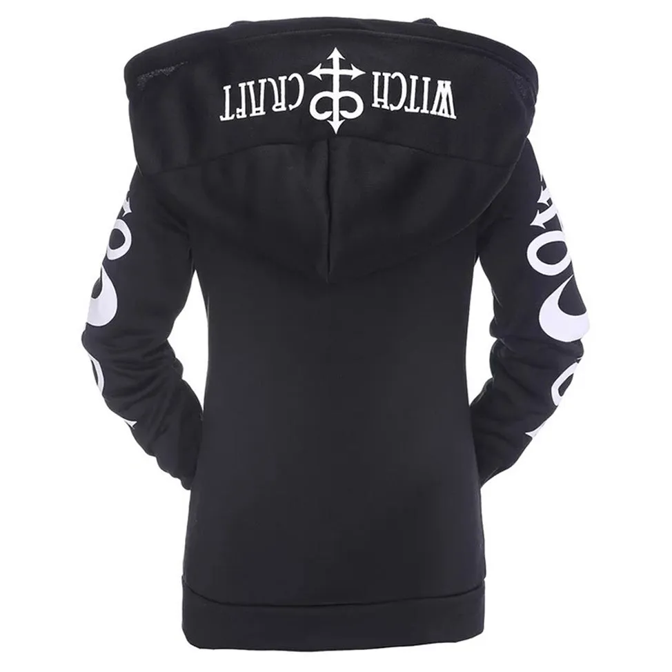 Gothic Witch Women's Hoodies with Moon Letter Print for Sale in EU.