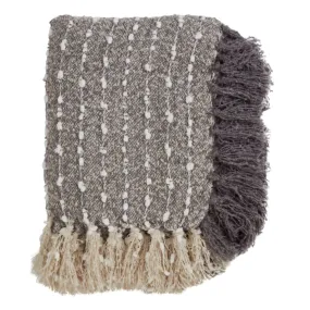 Gray Petite Pom Pom Throw with Tassels