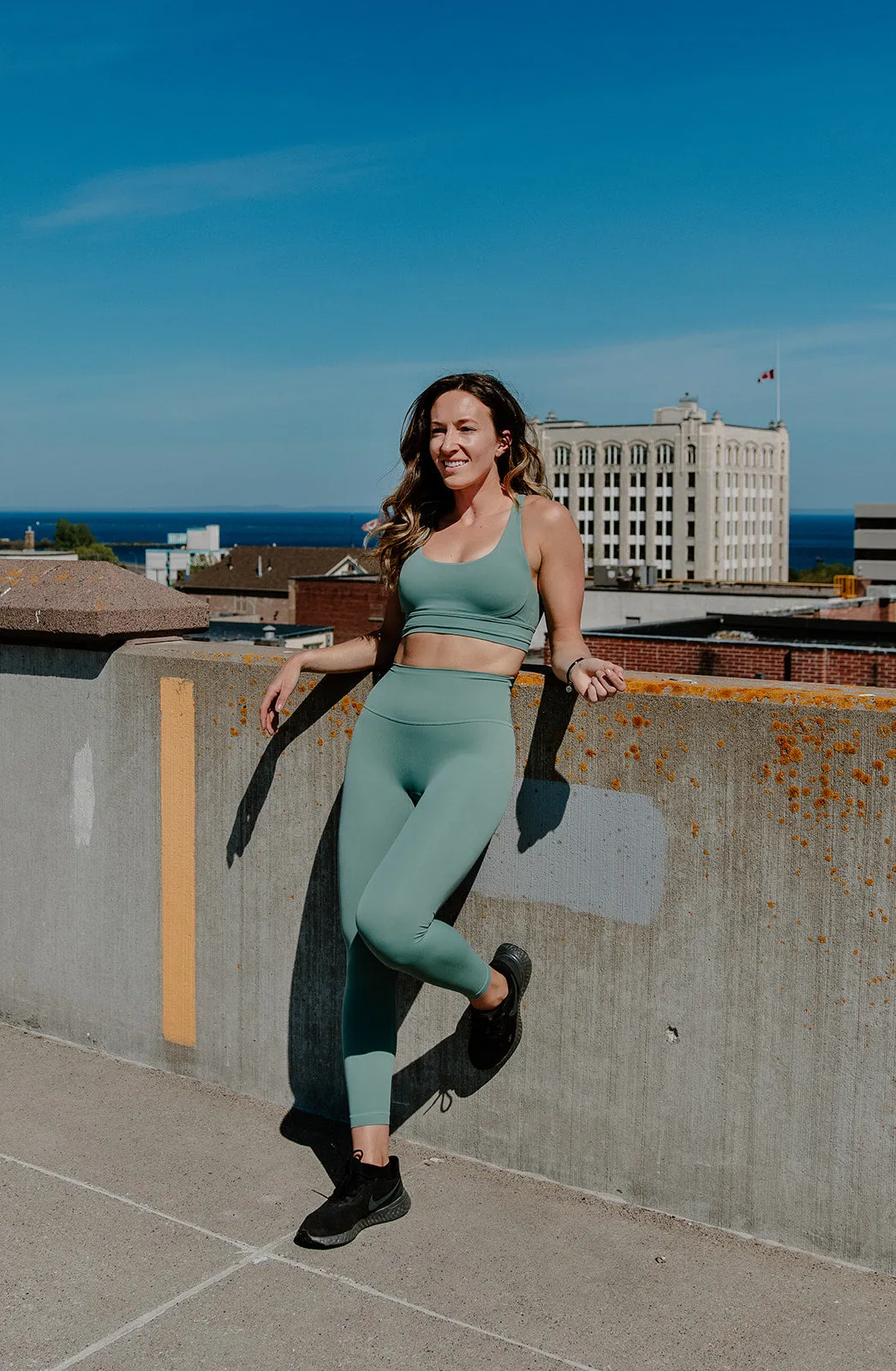 Green leggings.