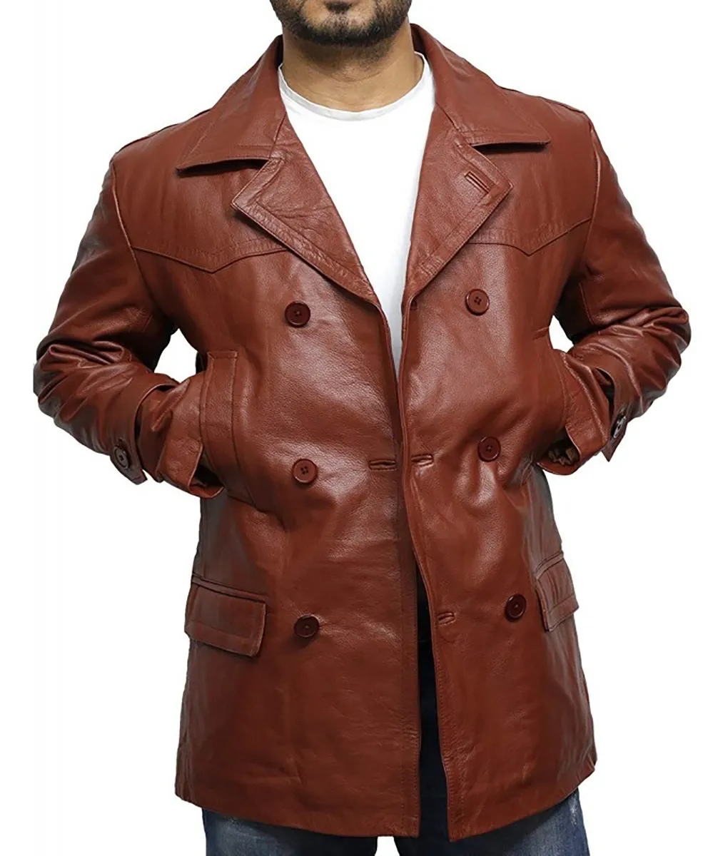 Haunted Mansion LaKeith Stanfield Brown Leather Coat