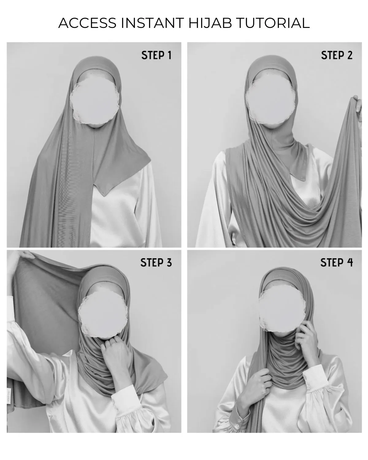 Instant Jersey Hijab - Dark Grey - Easy Access.