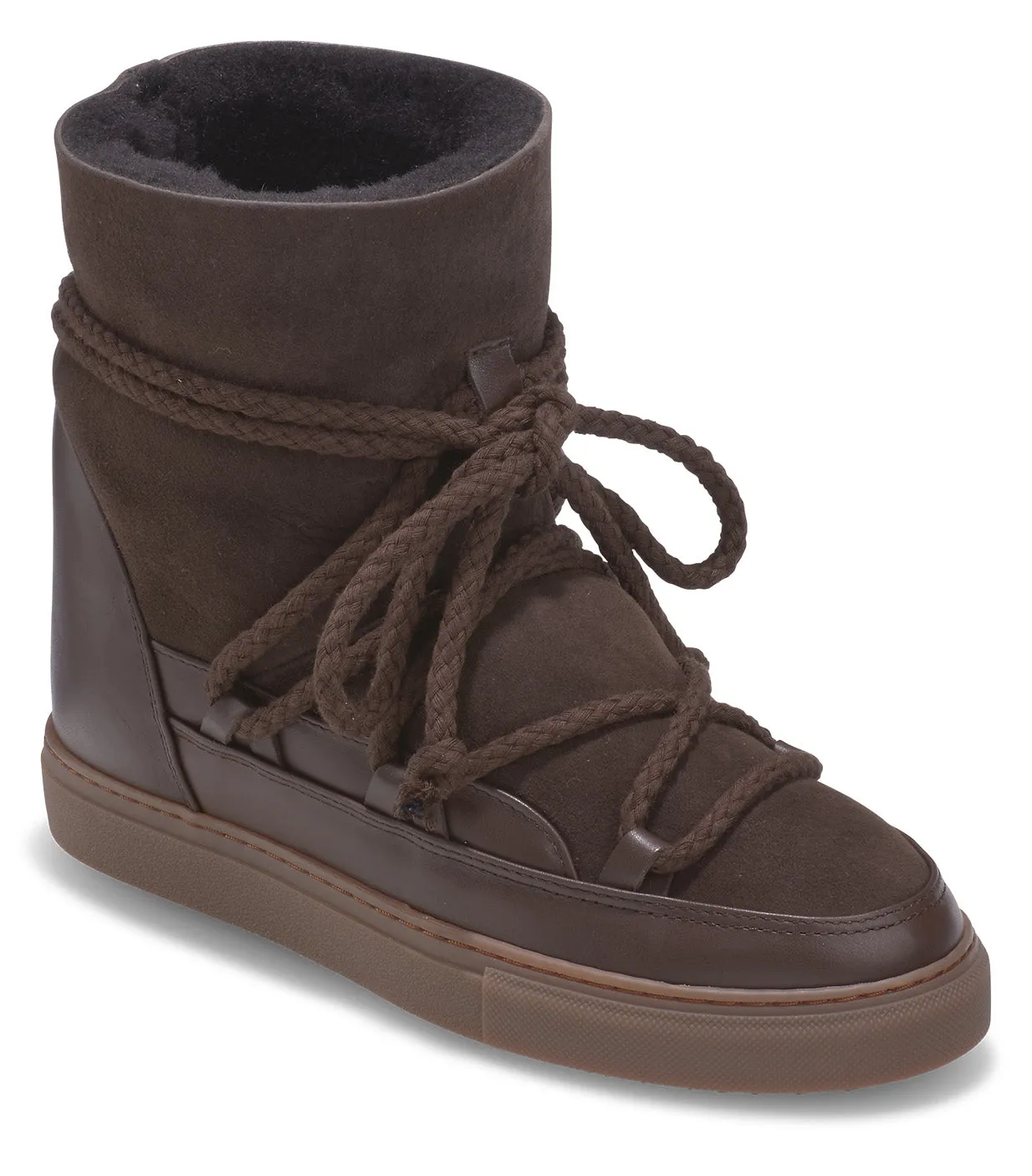 Inuikii Dark Brown Classic Sneaker Wedge Boot