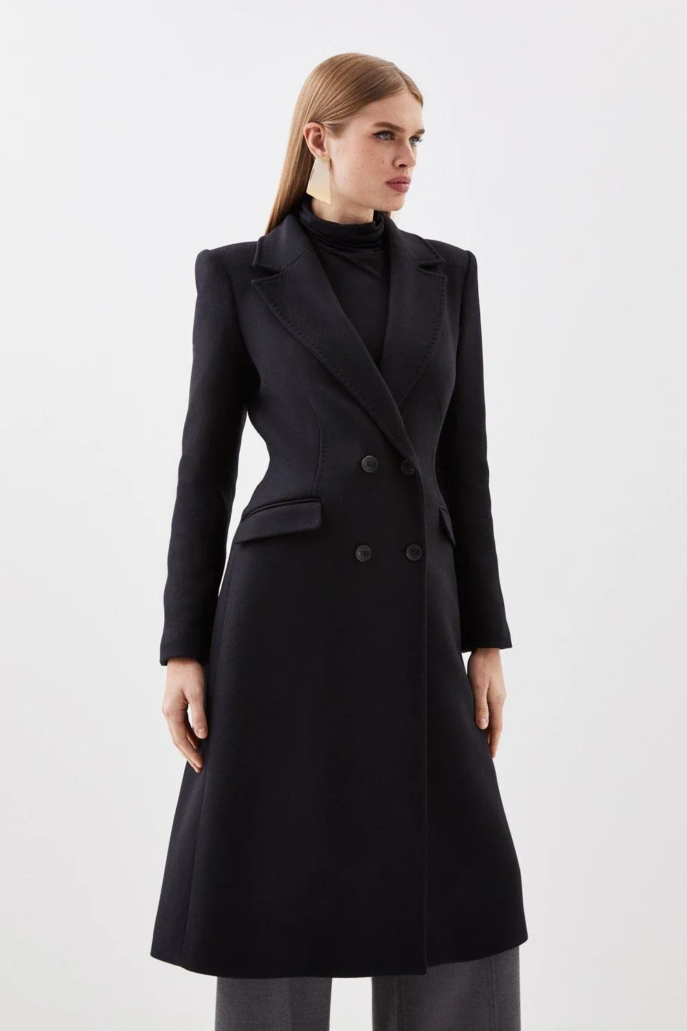 Italian Manteco Wool Fitted Coat by Karen Millen