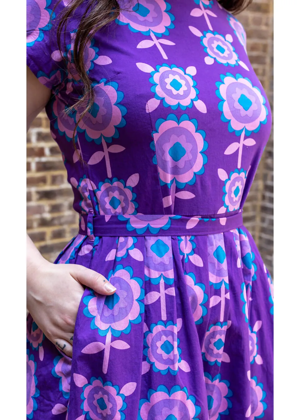 Ivory 50's Swing Dress with Hazel Floral Pattern by Hearts & Roses