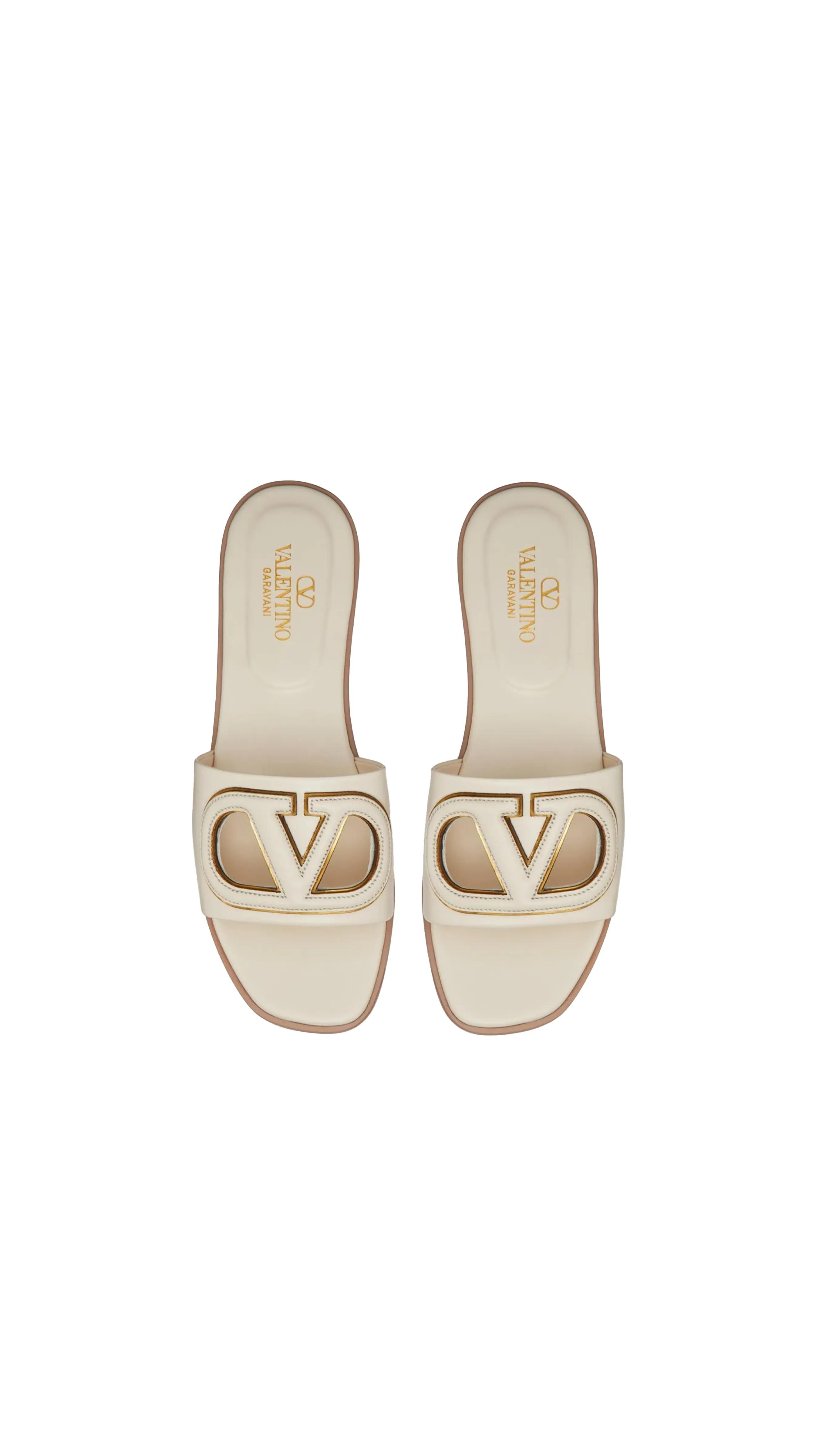 Ivory Vlogo Cut-out Leather Sandals