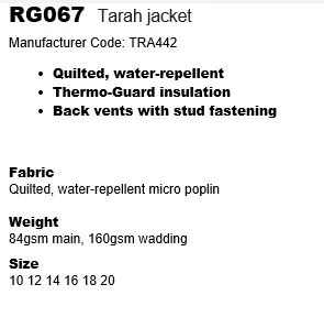 Ladies Quilted Regatta STAMPE Jacket