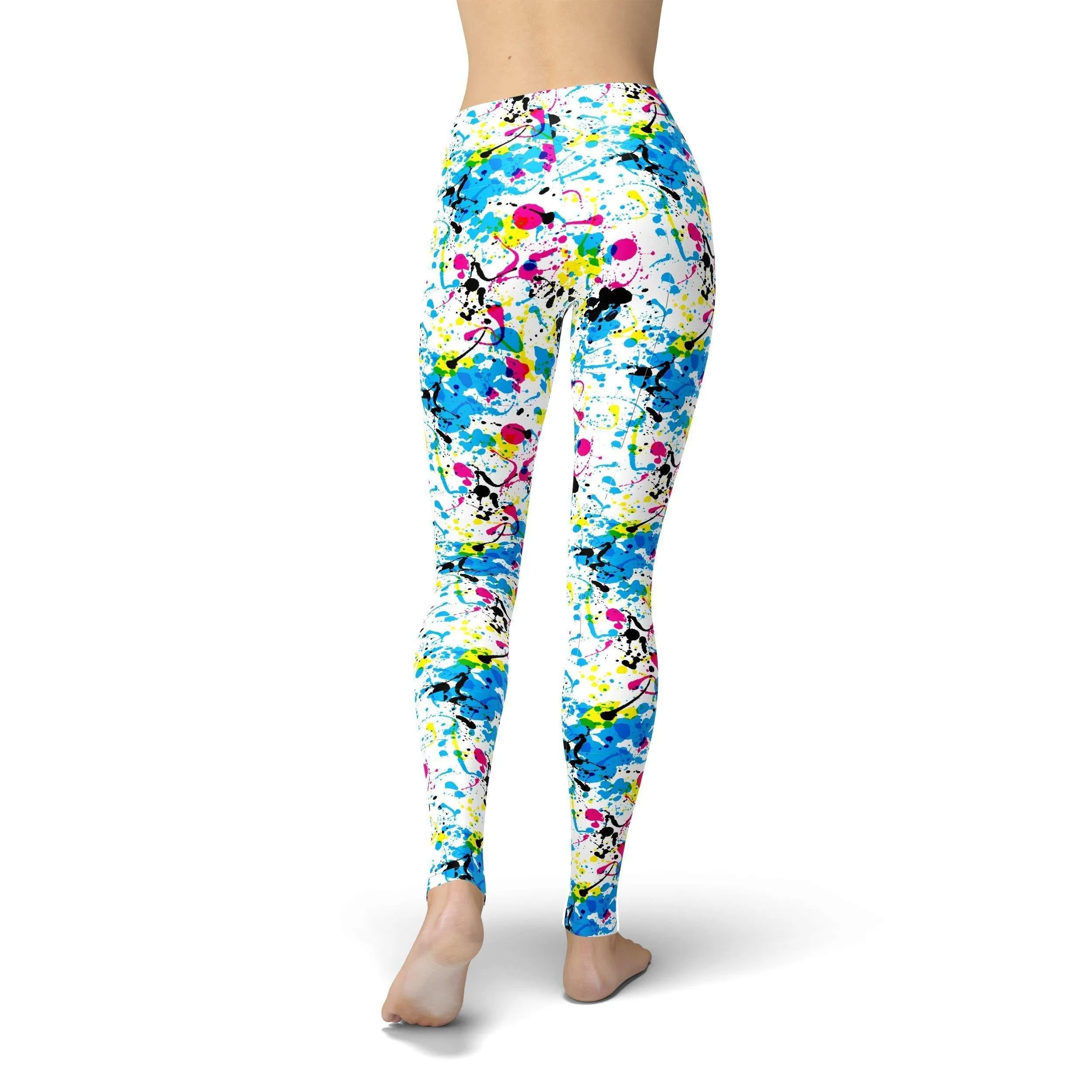 Jean Paint Splatter Leggings - Stylish Denim Printed Tights