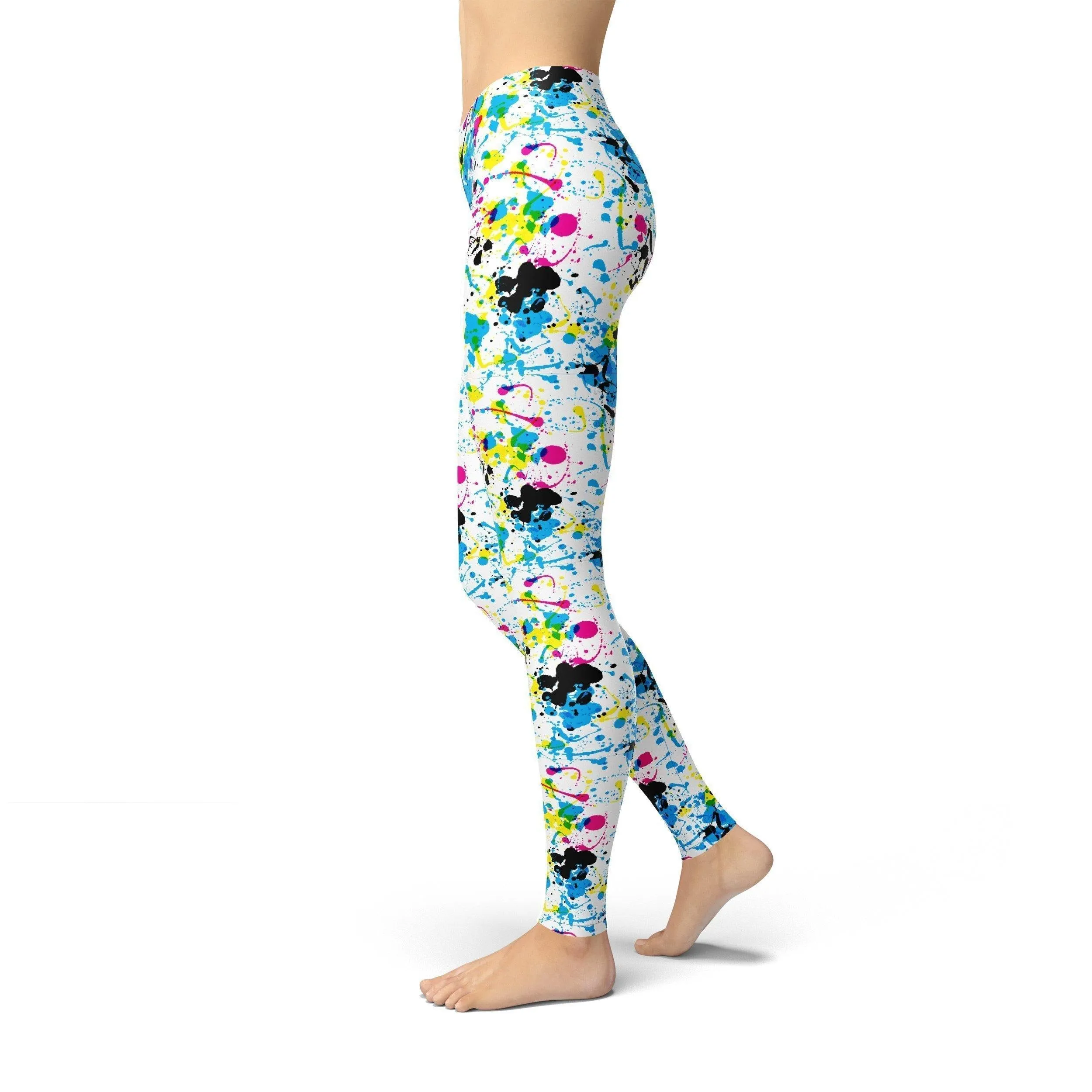 Jean Paint Splatter Leggings - Stylish Denim Printed Tights