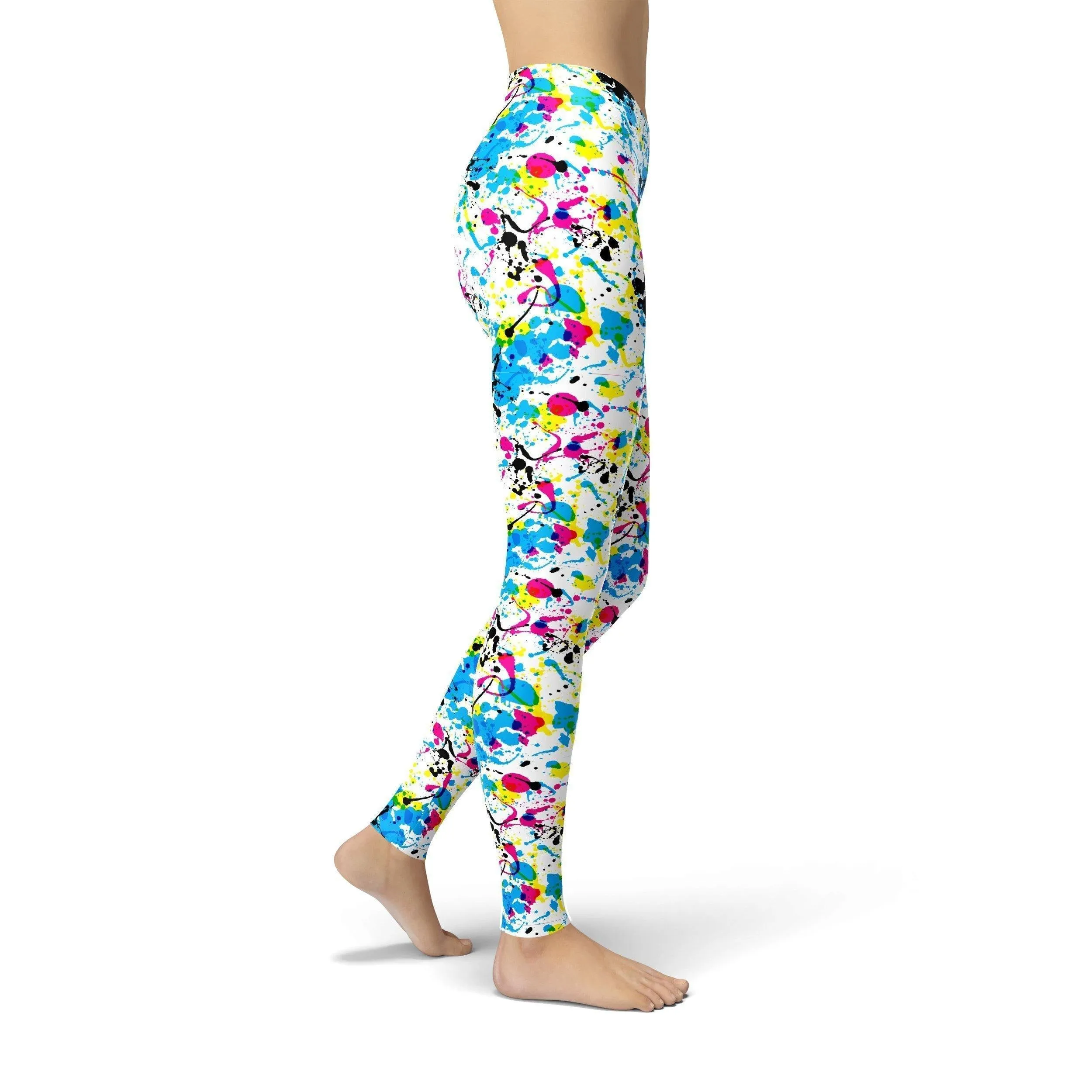 Jean Paint Splatter Leggings - Stylish Denim Printed Tights