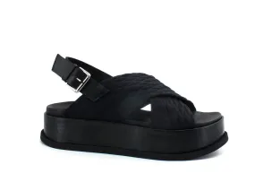 L4K3 Malibu Sandal Crossed Straps Black F22-MAL.