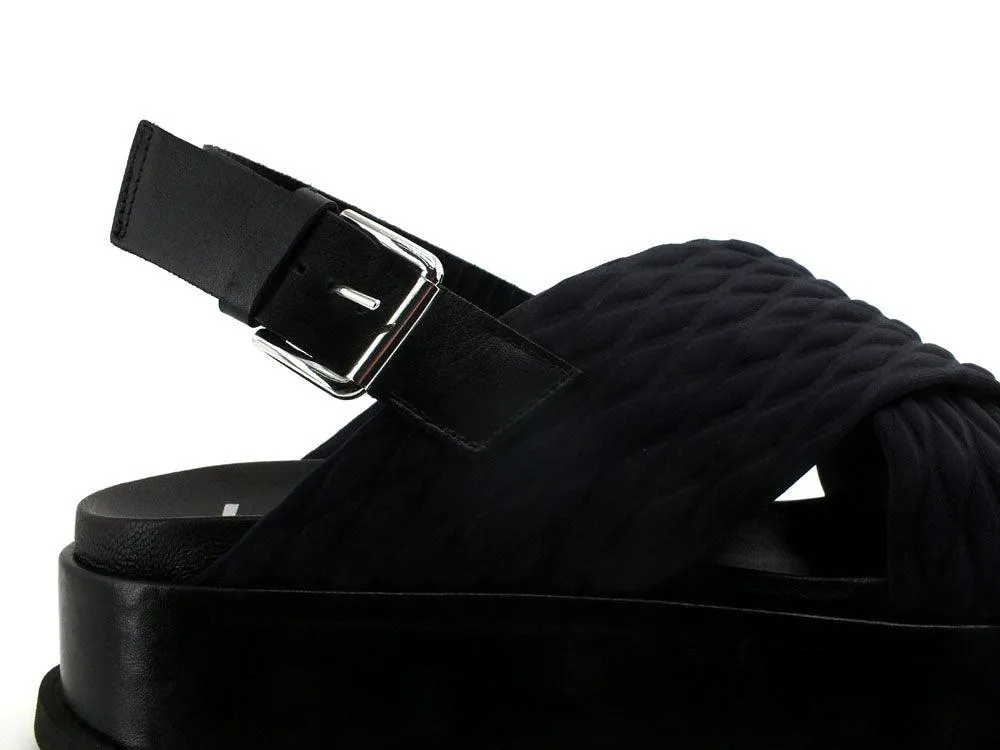 L4K3 Malibu Sandal Crossed Straps Black F22-MAL.