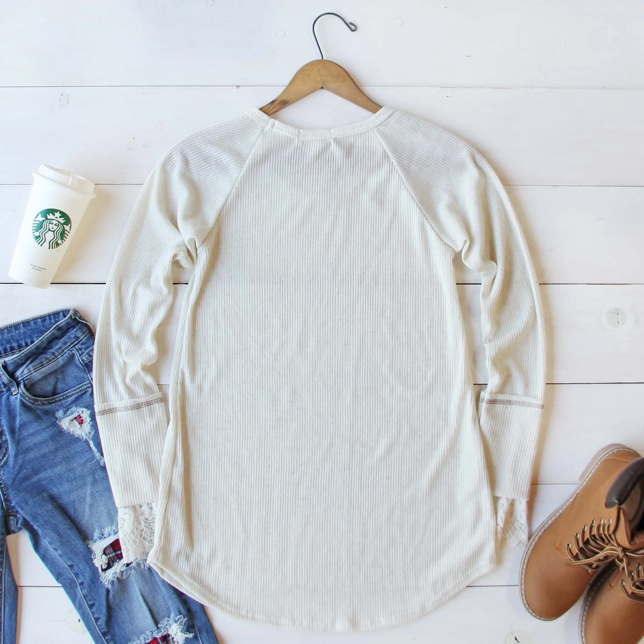 Lace Cuff Thermal in Cream