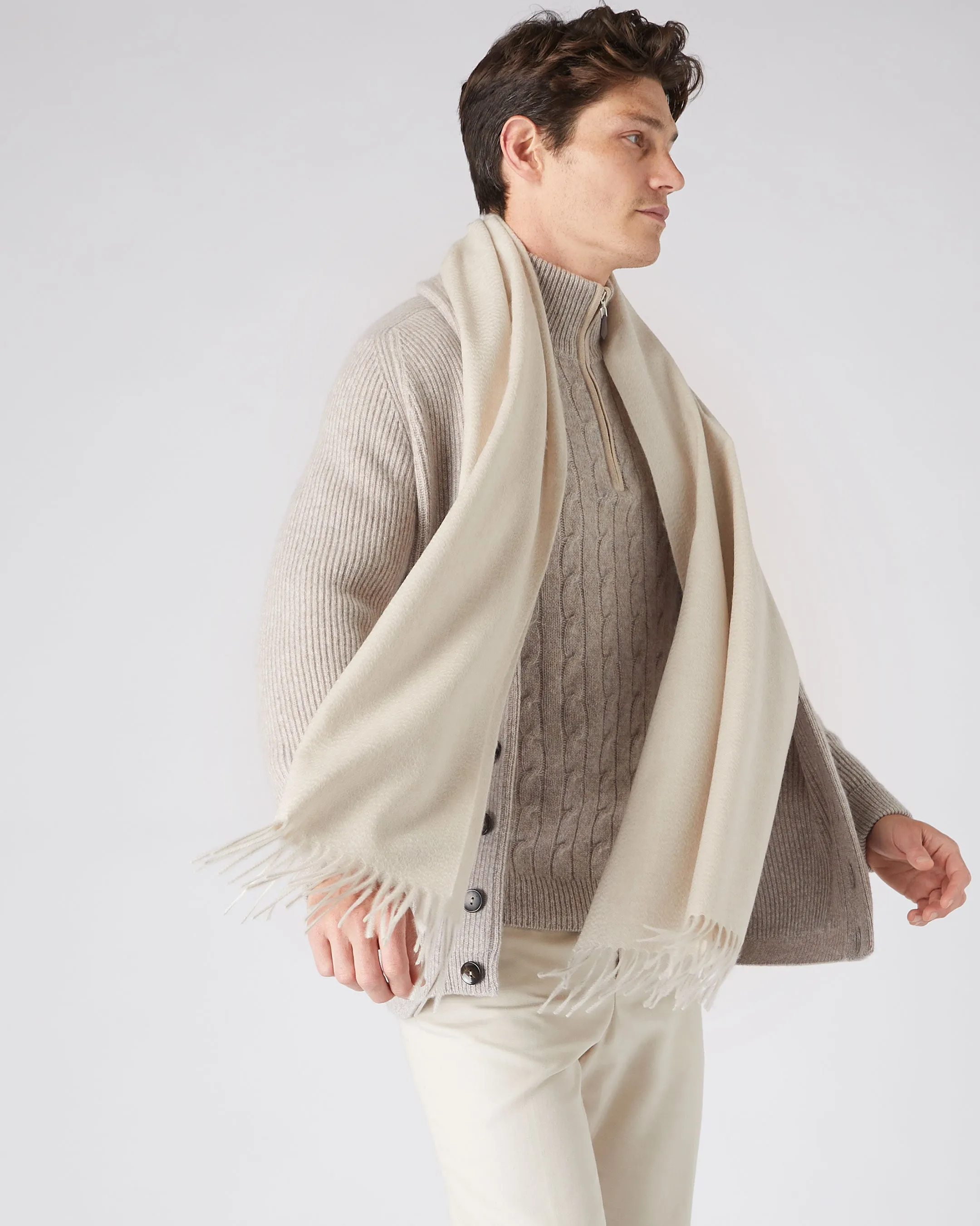 Large Cashmere Scarf Unisex White