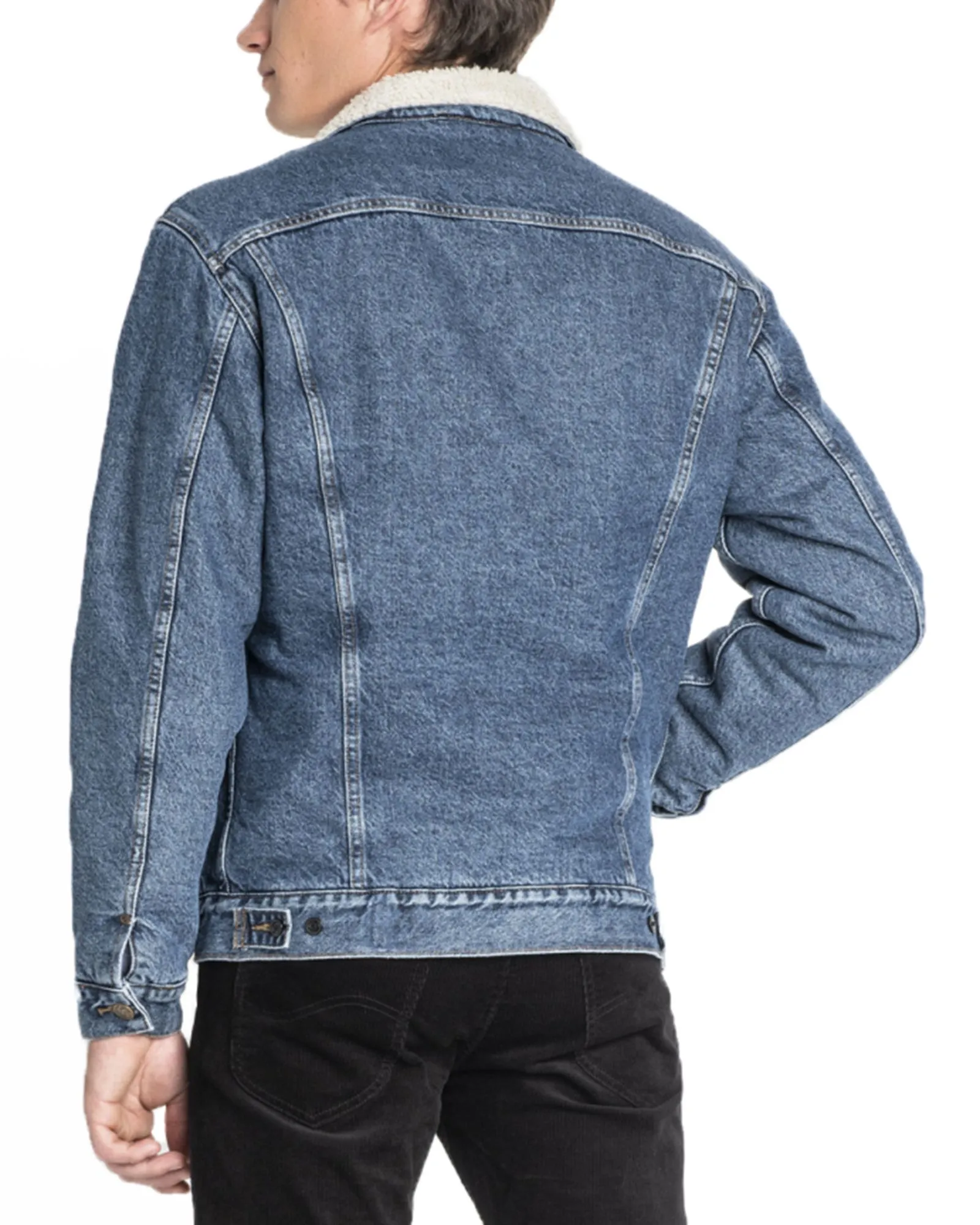 Lee Dark Stone Sherpa Rider Denim Trucker Jacket