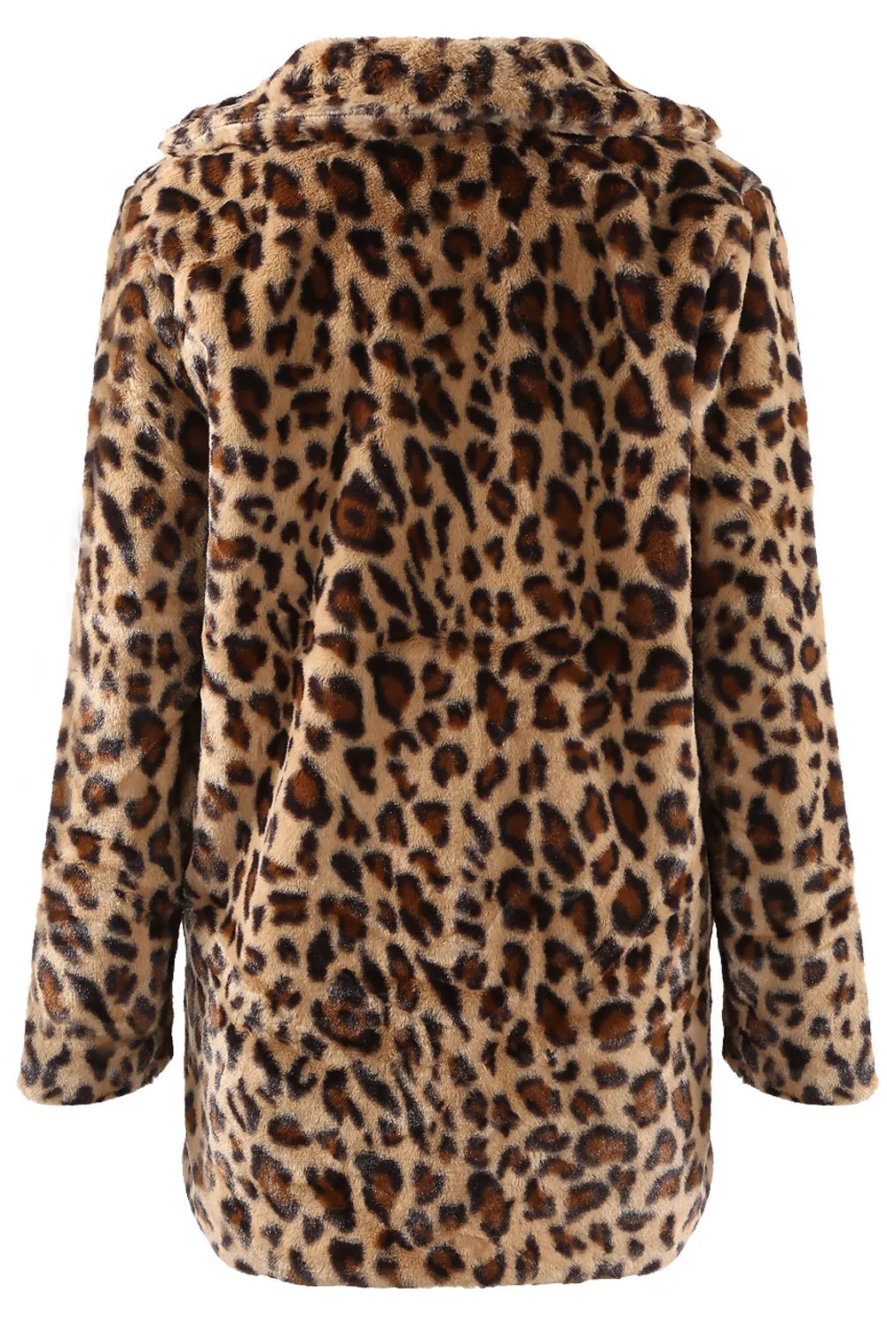 Leopard Print Faux Fur Coat in Brown