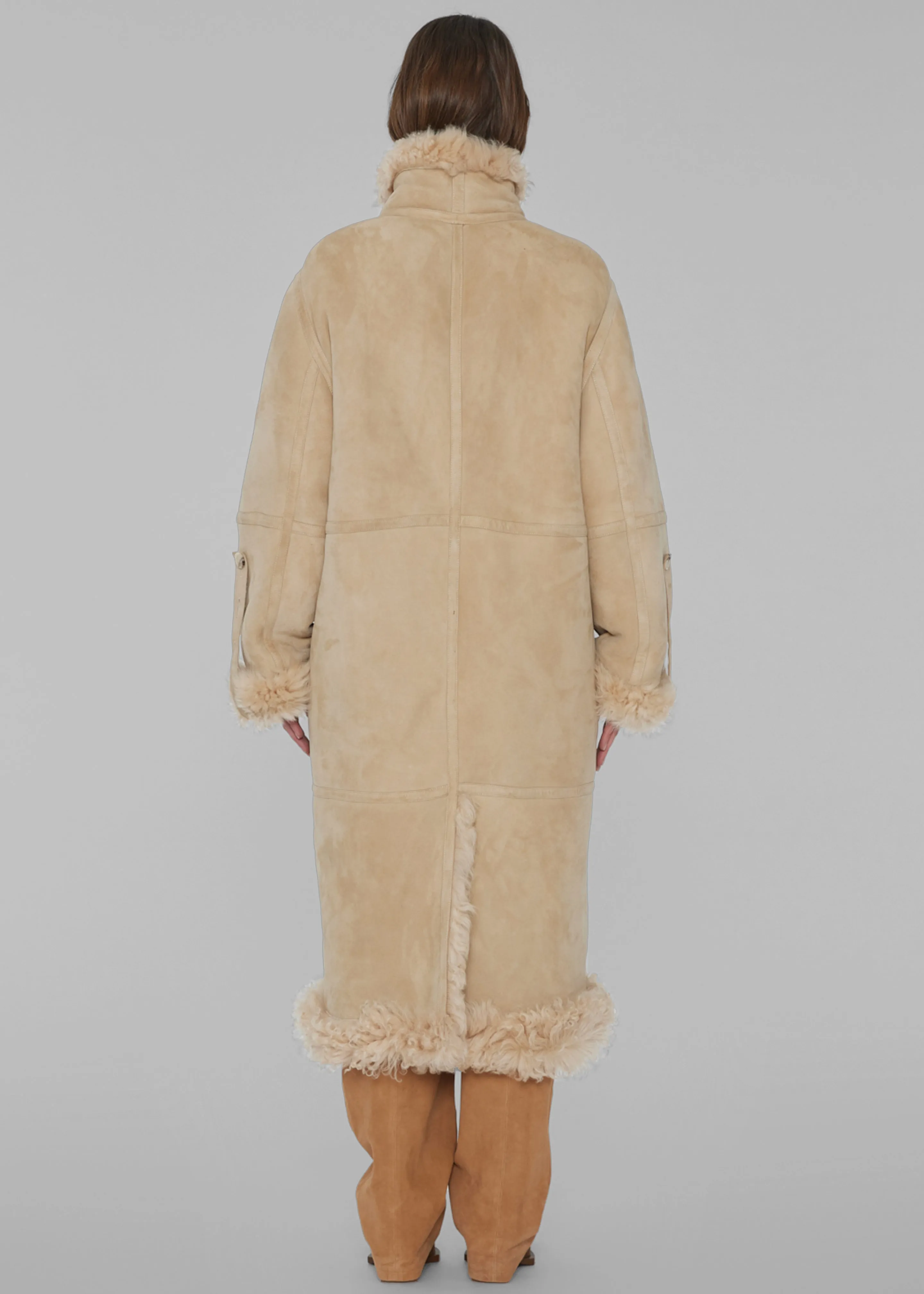 LONG HAIR Shearling Coat in Pebble - REMAIN