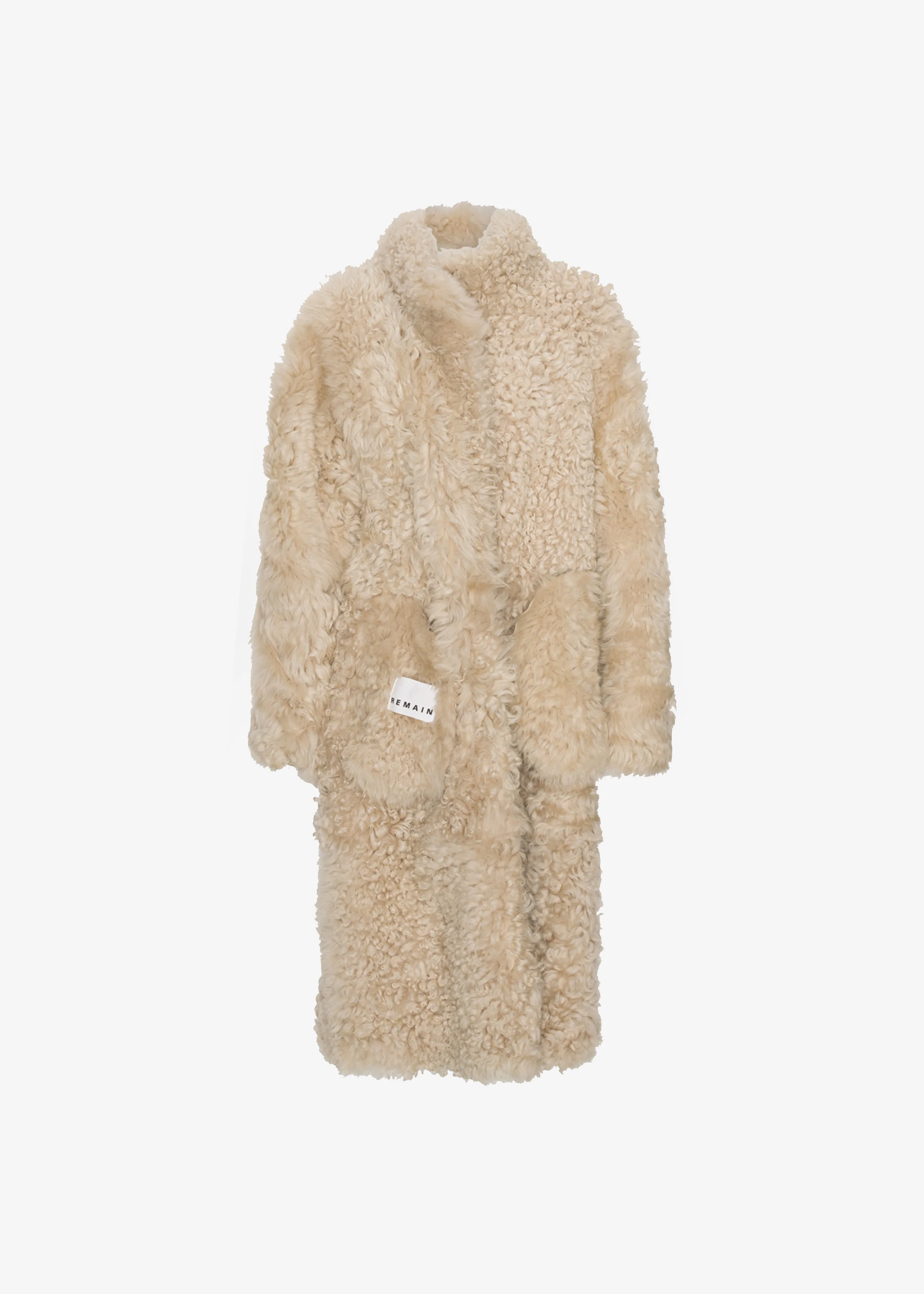 LONG HAIR Shearling Coat in Pebble - REMAIN