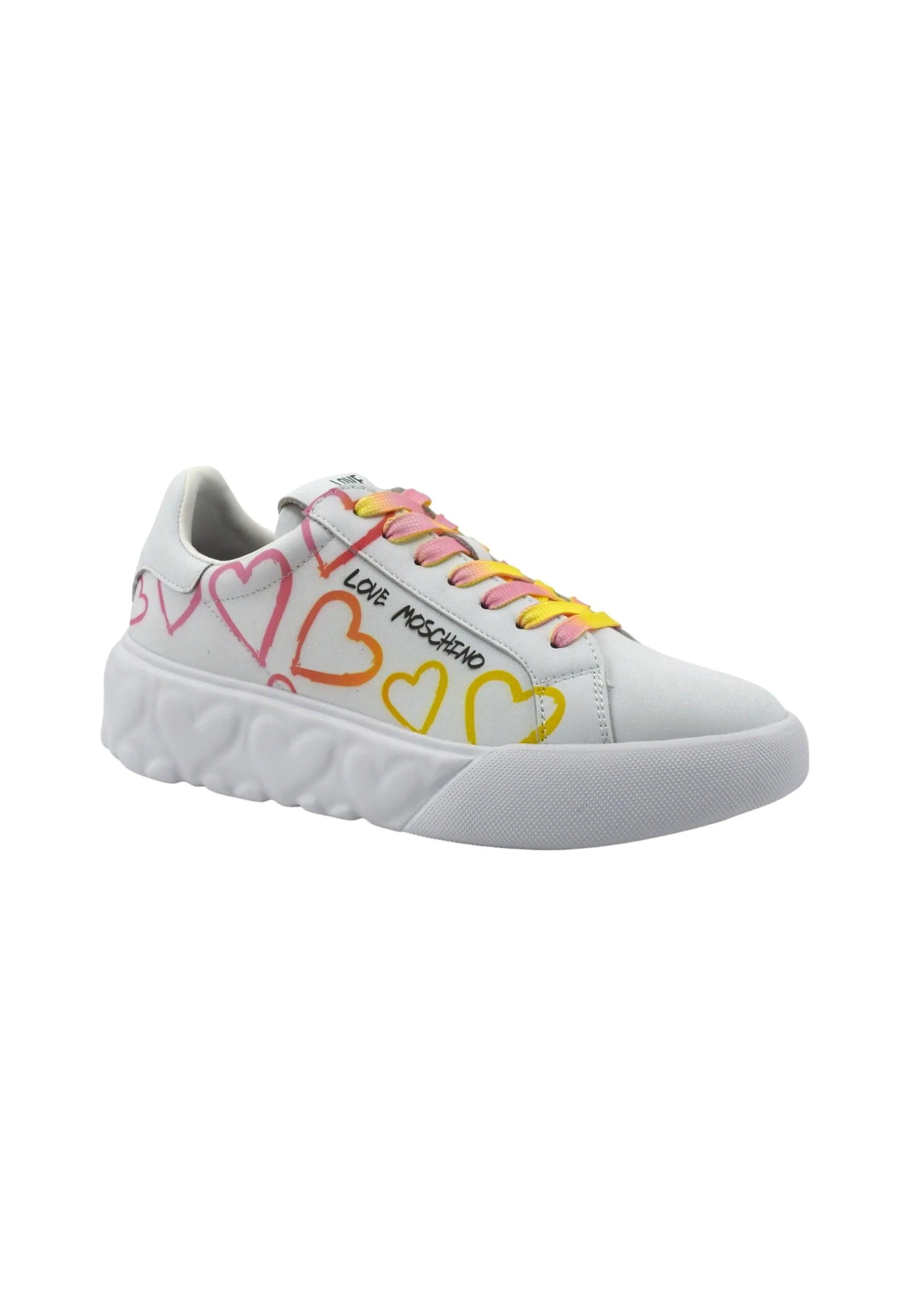 LOVE MOSCHINO White Pink Multicolor Women's Sneaker JA15024G1IIDC10A