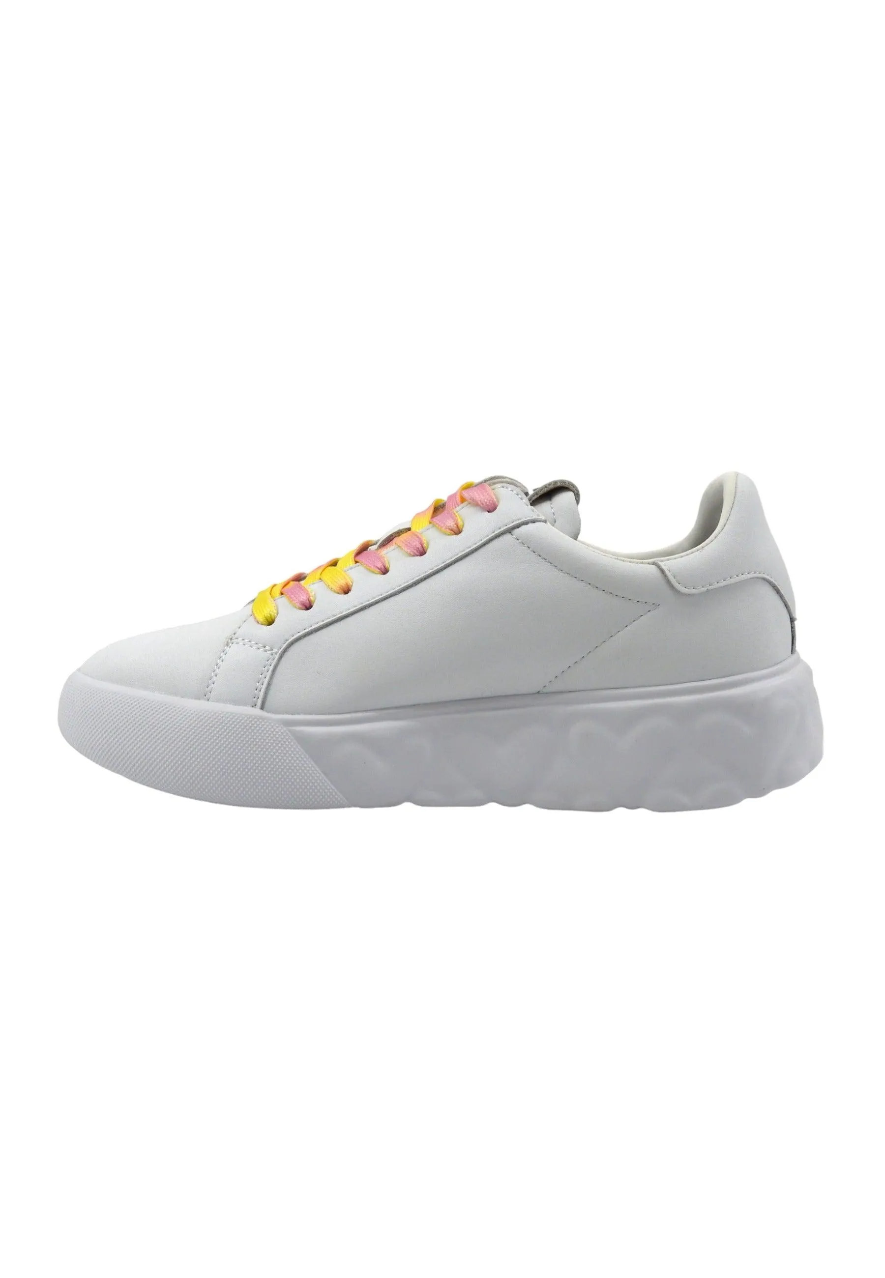 LOVE MOSCHINO White Pink Multicolor Women's Sneaker JA15024G1IIDC10A