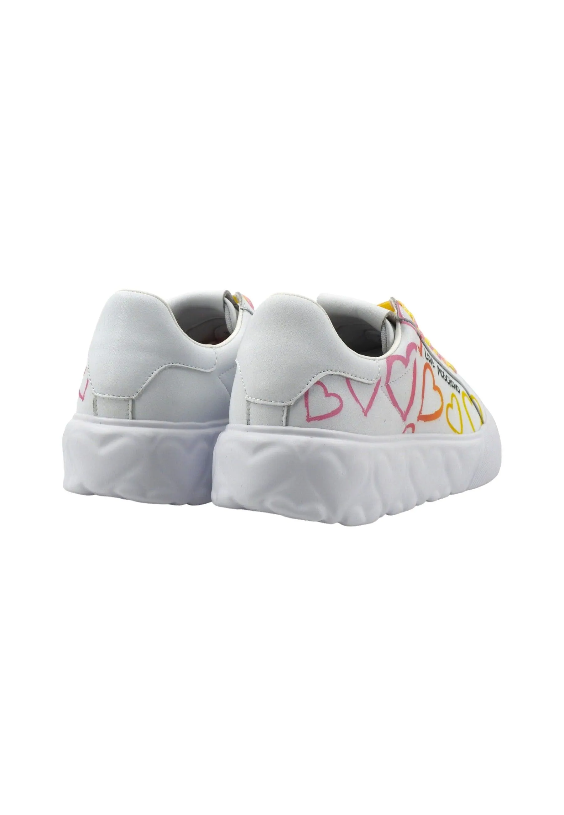 LOVE MOSCHINO White Pink Multicolor Women's Sneaker JA15024G1IIDC10A