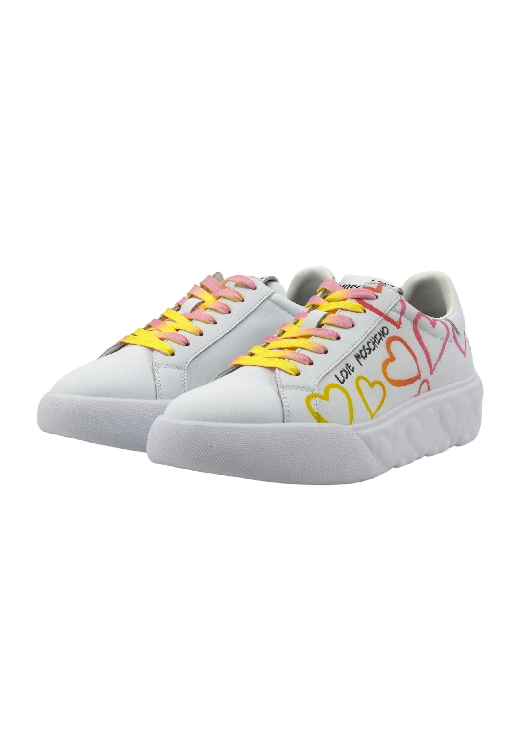 LOVE MOSCHINO White Pink Multicolor Women's Sneaker JA15024G1IIDC10A