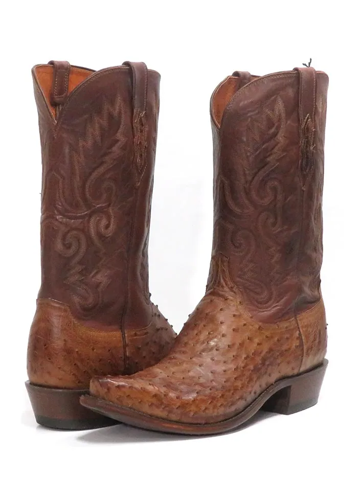 Lucchese ostrich cowboy boots for men in barnwood burnished - N1062.54