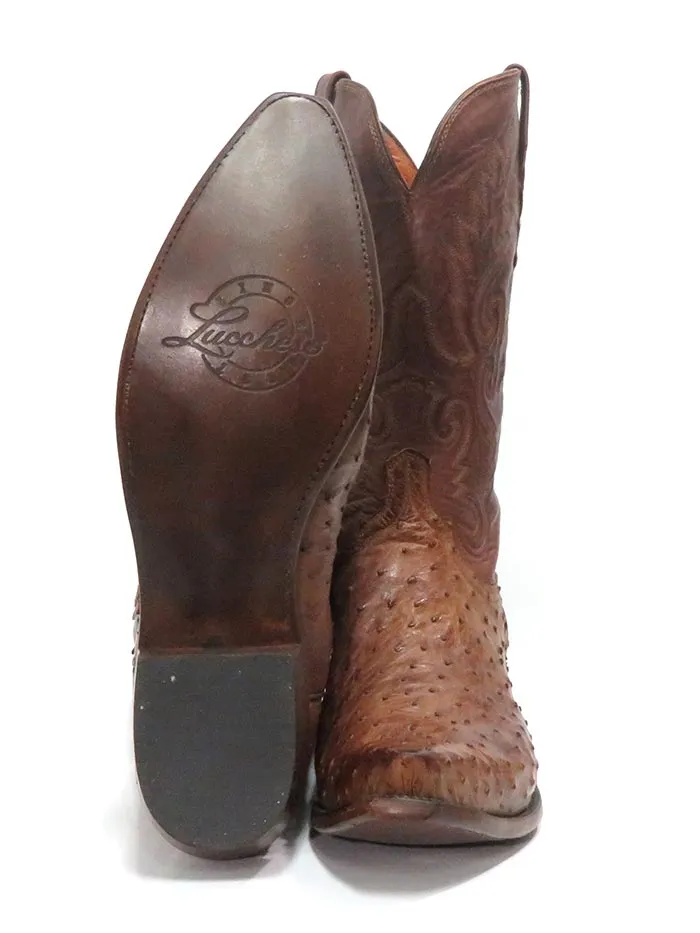 Lucchese ostrich cowboy boots for men in barnwood burnished - N1062.54