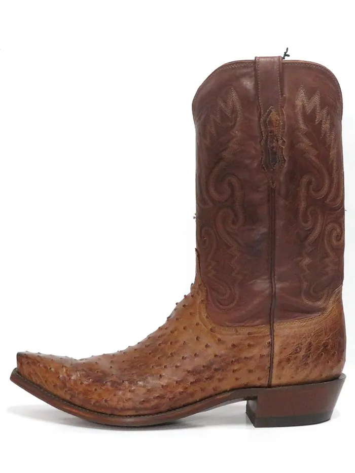 Lucchese ostrich cowboy boots for men in barnwood burnished - N1062.54