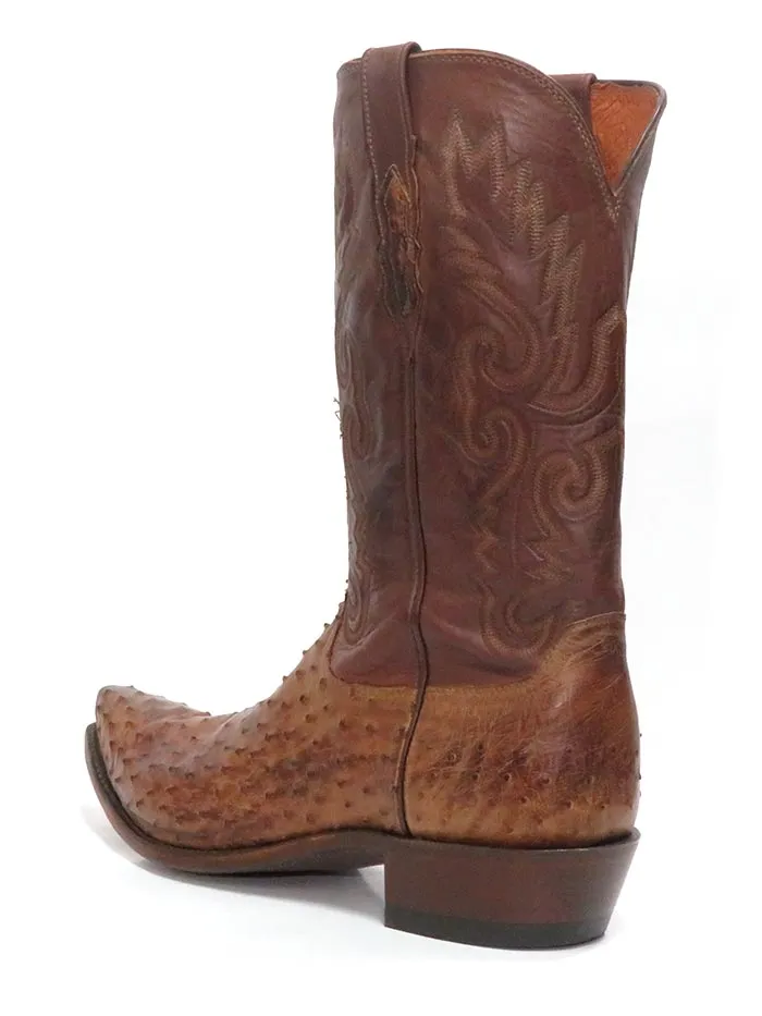 Lucchese ostrich cowboy boots for men in barnwood burnished - N1062.54