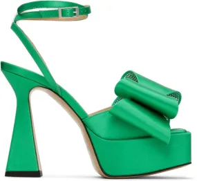 MACH & MACH Green 'Le Cadeau' 140 Platform Heeled Sandals