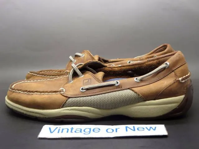 Men's Sperry Top-Sider Dark Tan Leather Boat Shoes Size 10.5