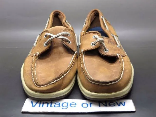 Men's Sperry Top-Sider Dark Tan Leather Boat Shoes Size 10.5