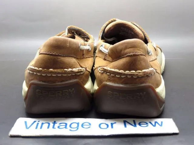 Men's Sperry Top-Sider Dark Tan Leather Boat Shoes Size 10.5