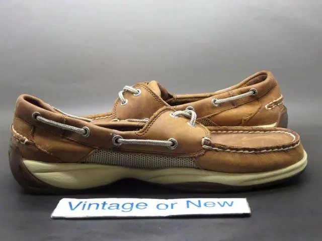 Men's Sperry Top-Sider Dark Tan Leather Boat Shoes Size 10.5