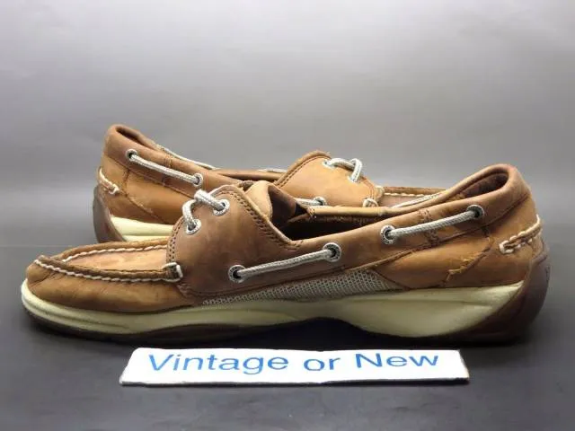 Men's Sperry Top-Sider Dark Tan Leather Boat Shoes Size 10.5