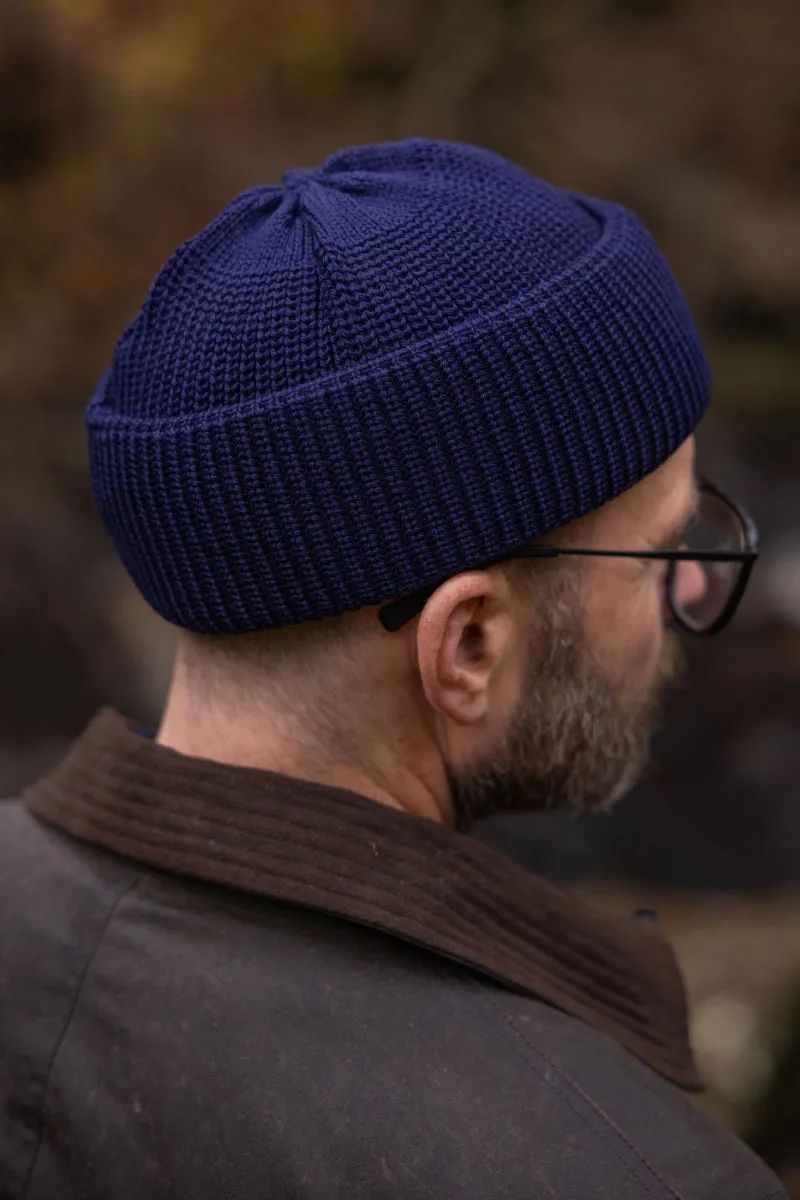 Merino Wool Navy Bifold Cap