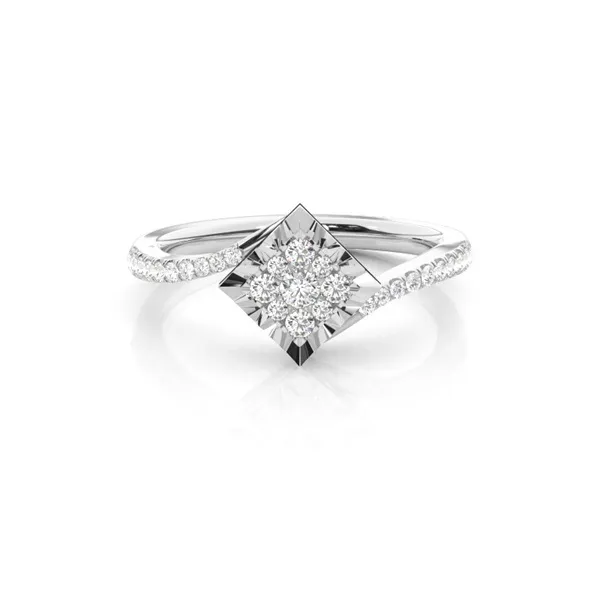 Micro Pave Setting Round Diamond Cluster Ring