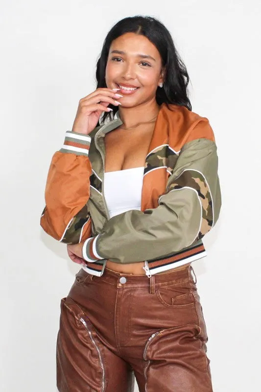 Military Style Color Block Jacket