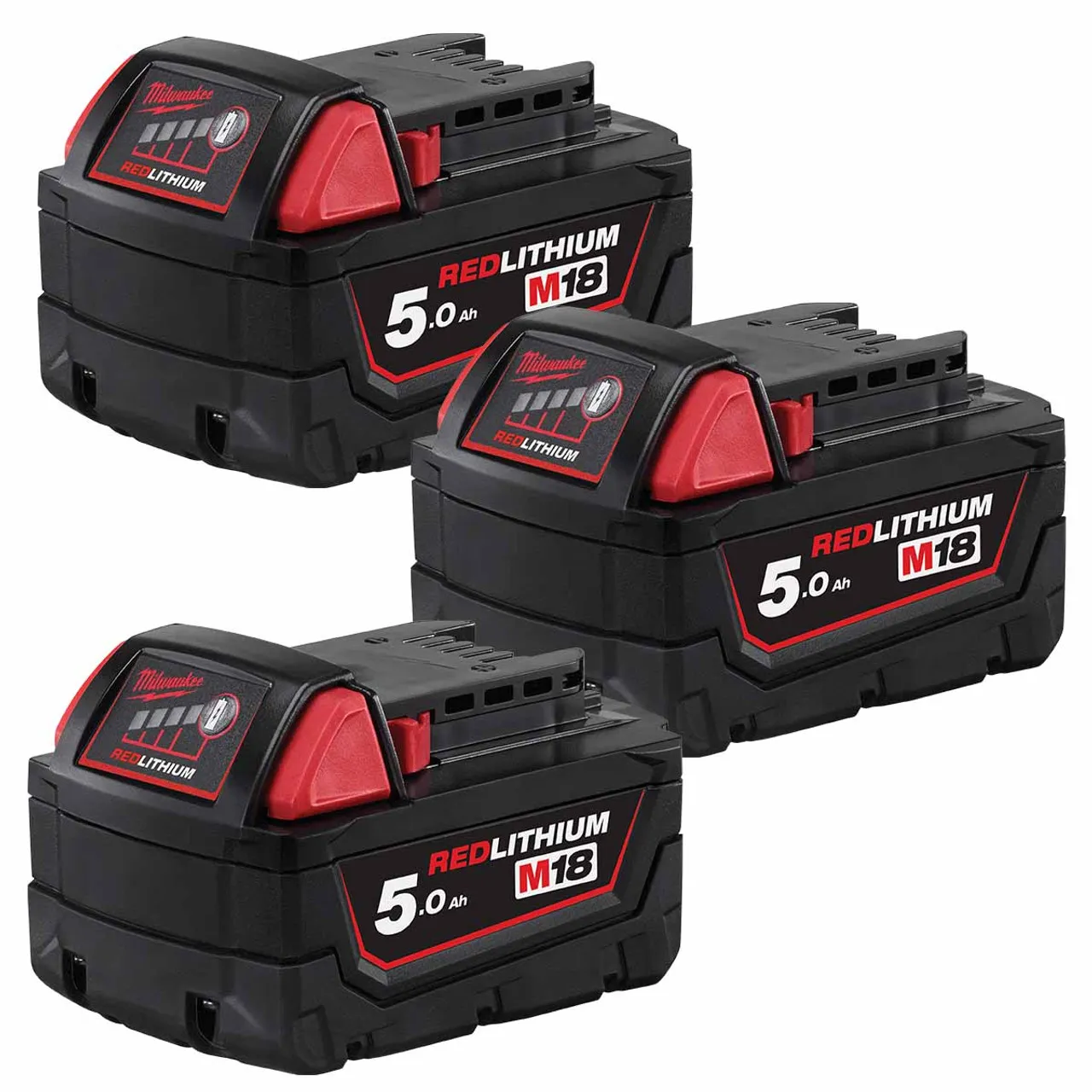 Milwaukee M18B5 18V 5.0Ah Redlithium-Ion Slide Battery (3 Pack)
