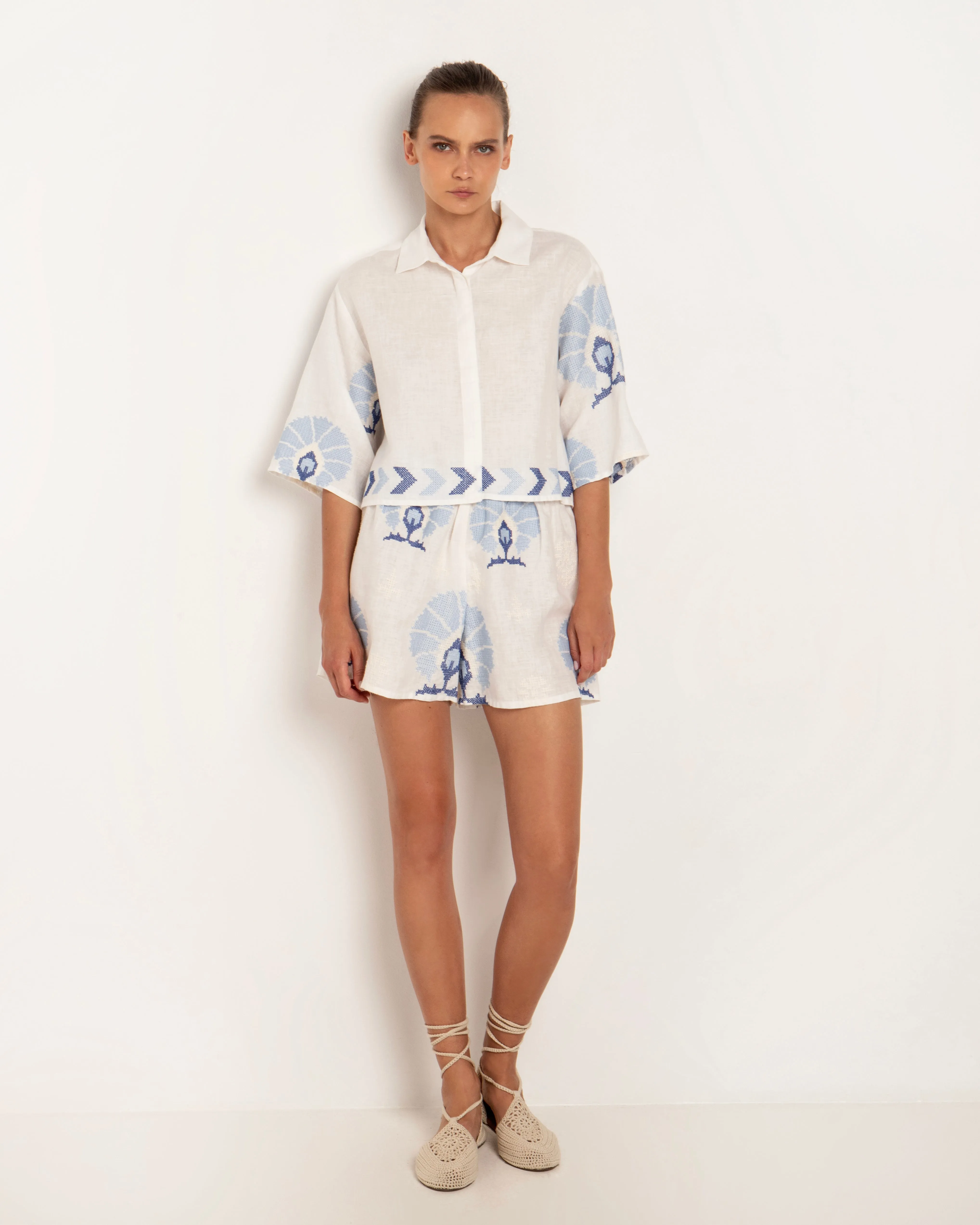 Mini Peacock Linen Shorts - Buy Online Now