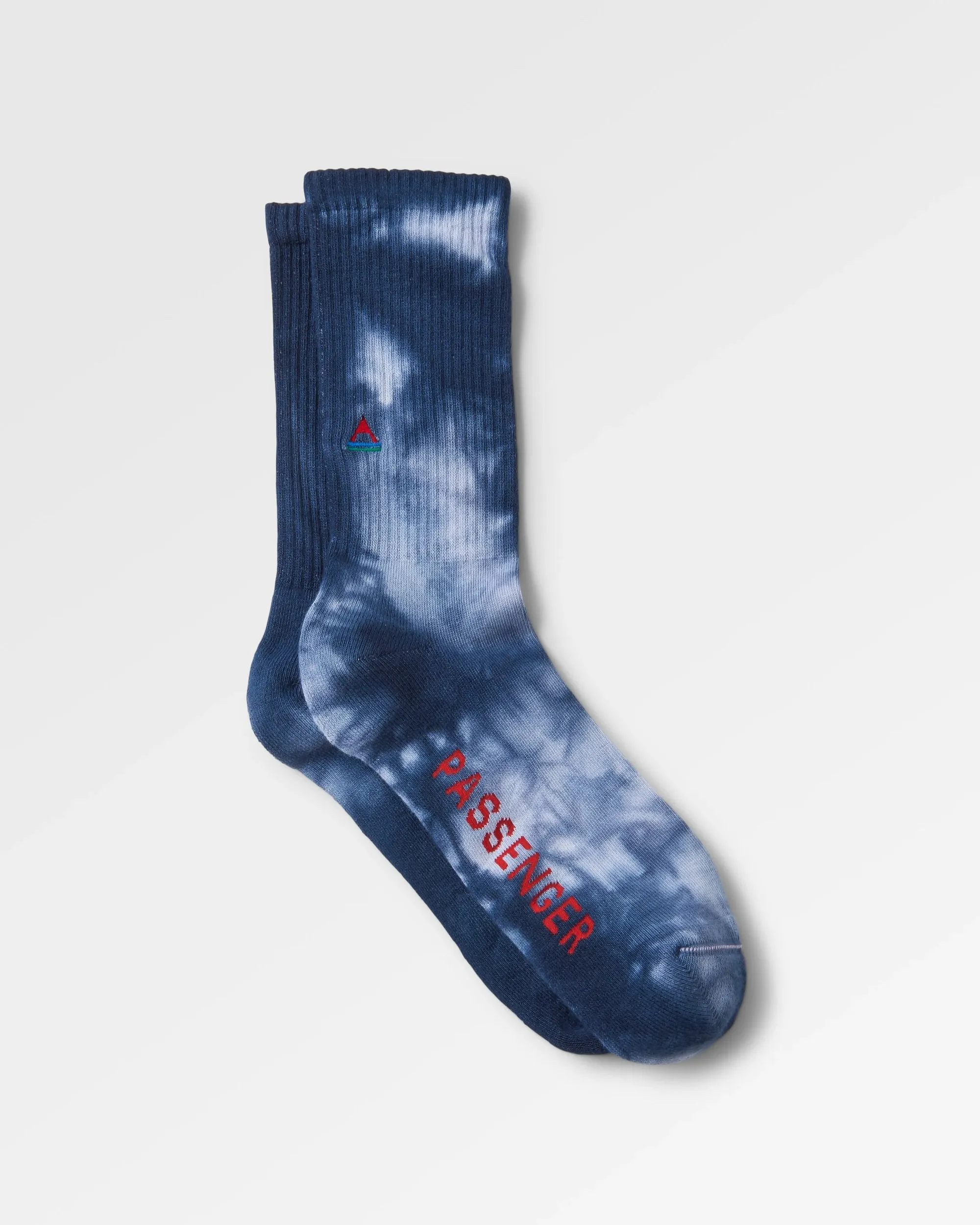 Natural Midweight Crew Socks - Tie Dye Deep Navy