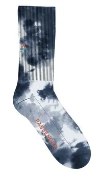 Natural Midweight Crew Socks - Tie Dye Deep Navy