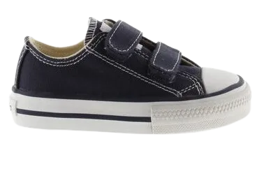 Navy Canvas Stripe Sneakers by Tribe.