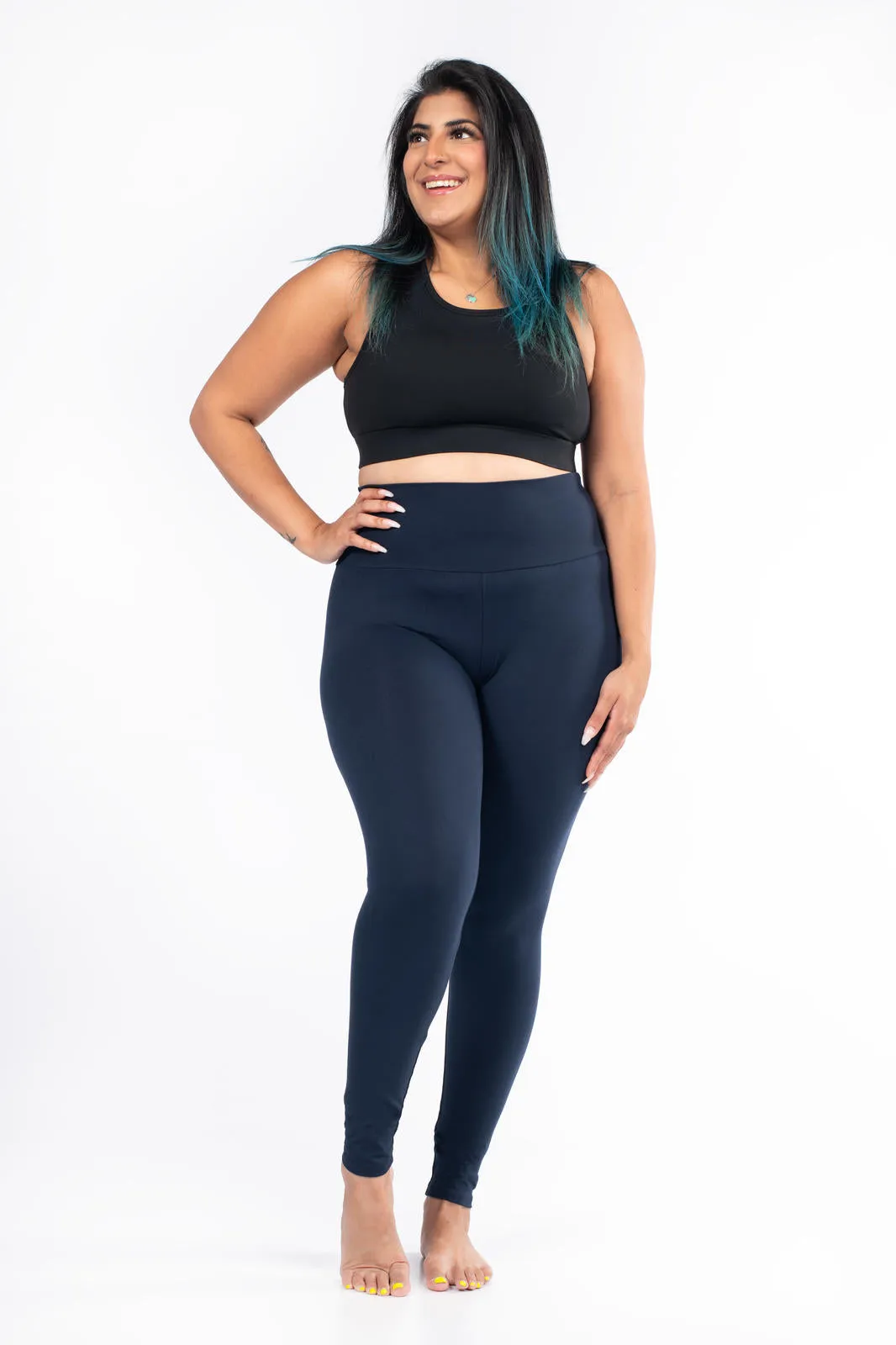 Navy Leggings with High Waist