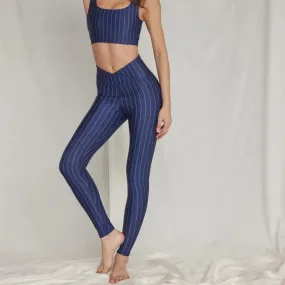 Navy Pinstripe Scarlett Ankle Leggings