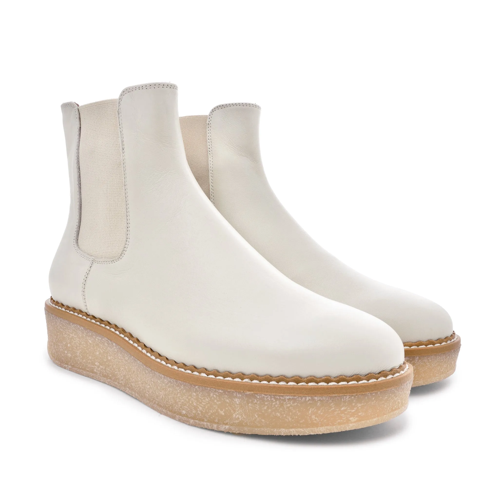 Off White Leather Chelsea Boots by Machi