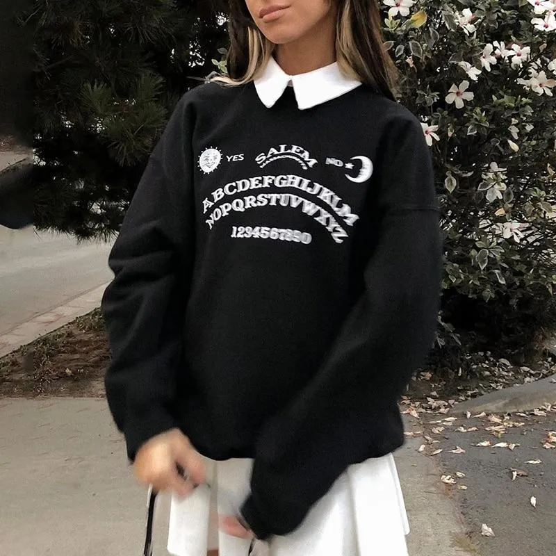 Oversized Letter Print Long Sleeve Hoodies for Chic Streetwear