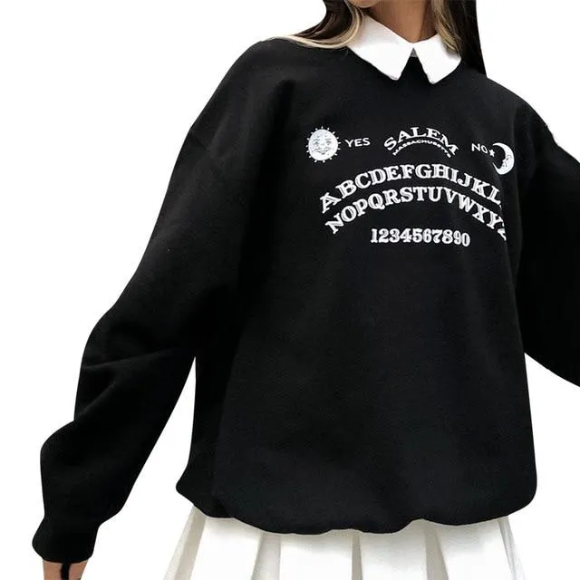 Oversized Letter Print Long Sleeve Hoodies for Chic Streetwear