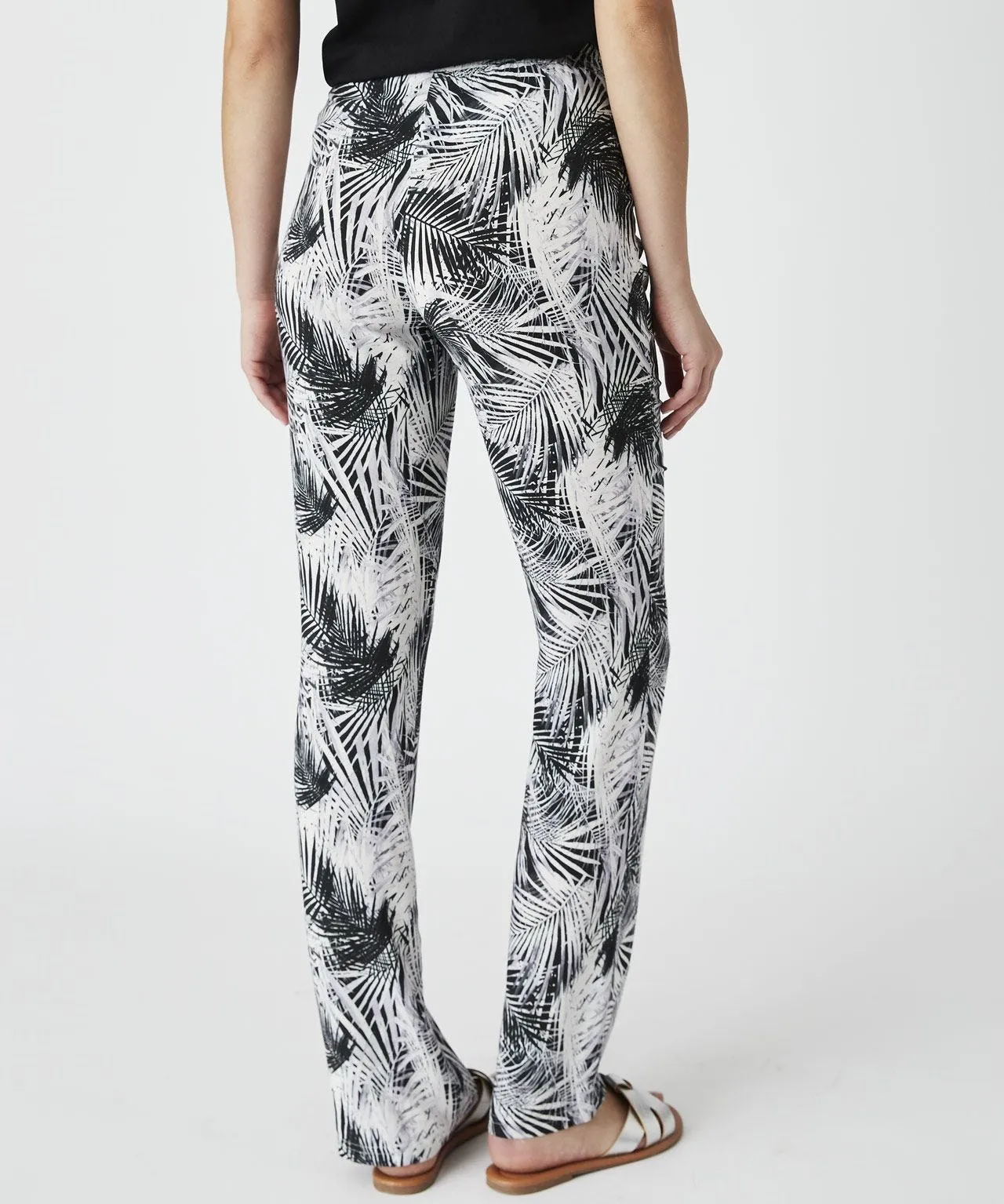 Palm Print Straight Leg Trousers