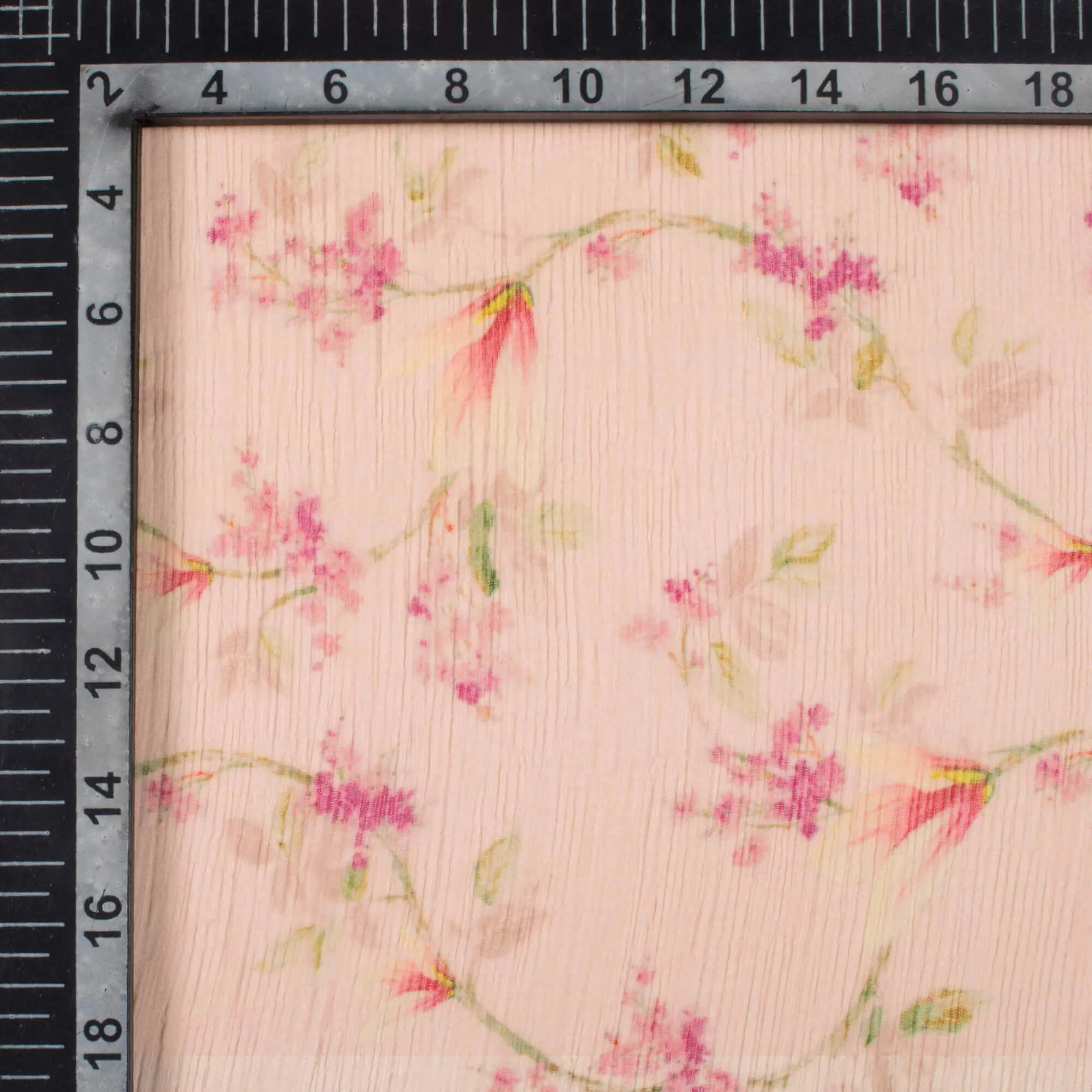 Pink Purple Floral Print Bemberg Chiffon Fabric